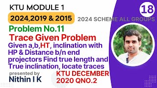 Problem No 11  Horizontal Trace Given  KTU Engineering Graphics 20242019 amp 2015 Scheme [upl. by Vaientina]