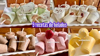 Paletas cremositas 5 sabores que te van a encantarfresanuezchocolate y platano😋 [upl. by Nnayllehs153]