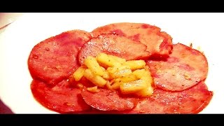 Garlic Ham with Pineapple  flambe cooking [upl. by Mychal610]