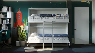 Półkotapczan piętrowy bunk bed 2x90x200  Wall bed for children Murphy bed [upl. by Stillman]