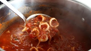 Calamari Marinara  Tender Calamari in Tomato Sauce Recipe [upl. by Ylurt]