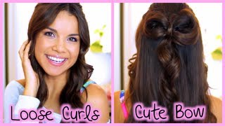 Quick and Easy Loose Curls  Cute Hair Bow [upl. by Ambrogino]