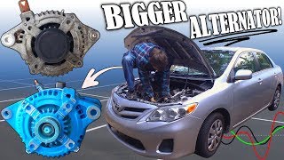 Installing a BIGGER Alternator w HIGH OUTPUT Overdrive Belt  How To Install amp Test Aftermarket ALT [upl. by Annavoeg]