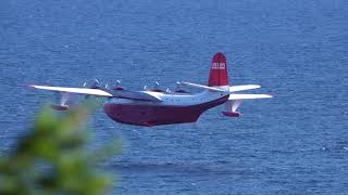 Martin Mars Hawaii Mars water bomber last flight August 11 2024 seen from Galiano Island [upl. by Ulphia]