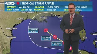 Monday 5PM First Weather Tropical Storm Rafael forms in Caribbean [upl. by Derreg]