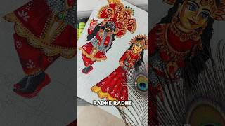 Radha Krishna ji Painting on Canvas 🥹🦚🙏 shorts [upl. by Charry542]