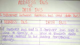 Address bus vs data busdifference between address bus and data bus in hindicomputer busdata bus [upl. by Arakat]