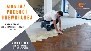 Montaż podłogi drewnianej  jodełka klasyczna  How to install Herringbone Floor [upl. by Rattray]