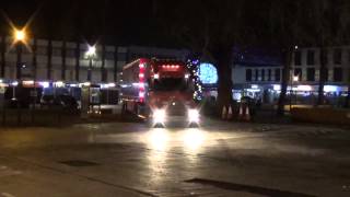 COCA COLA TRUCK DEPARTS GLOUCESTER WITH HORNS 131215 [upl. by Bleier]