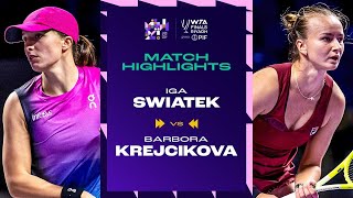 Iga Swiatek vs Barbora Krejcikova  2024 WTA Finals Riyadh Group Stage  Match Highlights [upl. by Wallinga]