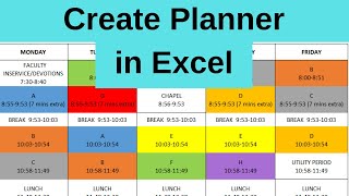 Create Daily Weekly Planner in Excel [upl. by Dwyer]