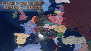 World War II but Benelux united  HOI4 timelapse [upl. by Aserat]