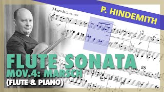 🎼 Paul HINDEMITH  Sonata for FLUTE amp Piano  IV Marsch  Sheet Music Scrolling [upl. by Shanon]