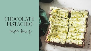 Chocolate Pistachio Cake Bar Eggless The Cupcake Confession [upl. by Tnaryb709]