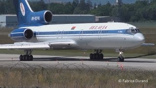 Tupolev 154M Belavia EW85748 landing and take off at Geneva Cointrin GVALSGG [upl. by Elesig]