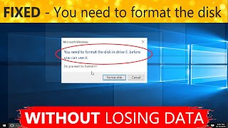 How to FIX you need to format the disk without losing data Quickly  Windows 10 [upl. by Enajharas]