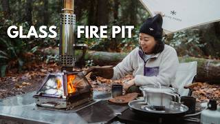 This glass fire pit changed how I camp amp grill in the rain  Korean BBQ ASMR [upl. by Amil]