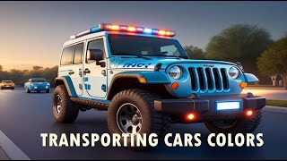 TRANSPORTING CARS COLORS SUV CARS JEEP POLICE AMBULANCE POLICE BUS  FS 22 [upl. by Elocin378]