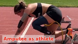 Amputee as athlete with adaptive prosthetic running blade  amputee life [upl. by Alyhc]