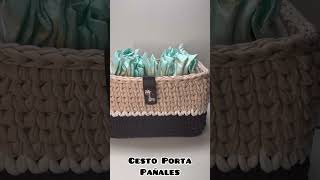 Cesto PORTA PAÑALES Trapillo al Crochet 🧶 [upl. by Apostles]