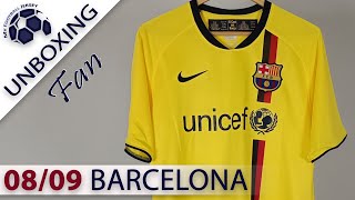 Barcelona Away Jersey 0809 Messi GmKits4 Fan Version Unboxing Review [upl. by Bruce]