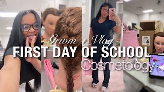 GRWM  VLOG  FIRST DAY Of SCHOOL 💇🏽‍♀️💘 Cosmetology [upl. by Lanahtan]