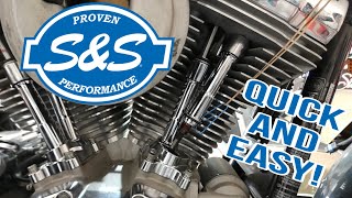 Installing and adjusting SampS Quickee Pushrods on a Harley Davidson [upl. by Johannah]