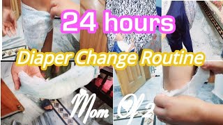 24 hours with My Kids Diaper change routine mom of 2 how to change diaper 4 5 6year kids [upl. by Erdied]