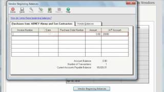 Peachtree Tutorial Adding Beginning Balances for Vendors Sage Training Lesson 53 [upl. by Aldos]