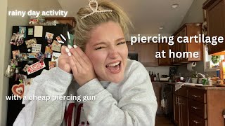 Piercing my cartilage with a 5 piercing gun Rainy Day Activities [upl. by Leahpar]