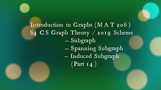 MAT206S4CSIT SUBGRAPH SPANNING SUBGRAPH INDUCED SUBGRAPH MAT208 S1MCA [upl. by Conlin]