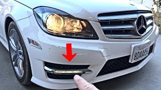 MERCEDES W204 DRL LIGHTS REMOVAL REPLACEMENT [upl. by Nehr]