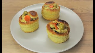 Vol au vent poulet poireaux et olives  Puff pastry bites with chicken leeks and olives [upl. by Colin519]