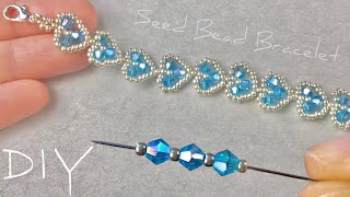 Heart Seed Bead Bracelet Tutorial How to Make Beaded Heart Bracelet [upl. by Assitruc]