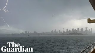 Slowmotion video of Sydney hailstorm captures individual stones falling from the sky [upl. by Noeht951]