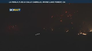 Aerial Video Silverado Fire burning in Yorba Linda Monday night [upl. by Nerol]