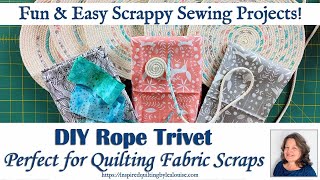 DIY Rope Trivet Sewing a Rope Trivet with Scrap Fabric [upl. by Blanding]