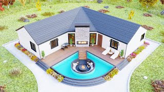 55 x 55 17m x 17m Lshaped Country House  Traditional and Cozy Home  House Design Ideas [upl. by Keever]