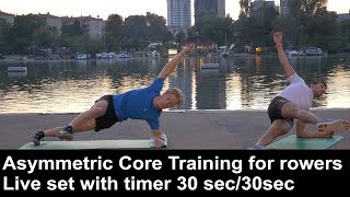 Asymmetric core training for pro rowers  live workout set with countdown [upl. by Amando]