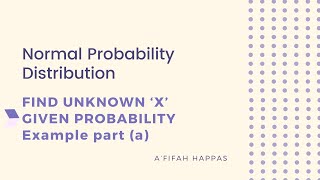 Normal Dist  MAT0124  Example 4  Find unknown ‘Xo’ given probability  Eg 23 Textbook Part a [upl. by Elidad861]