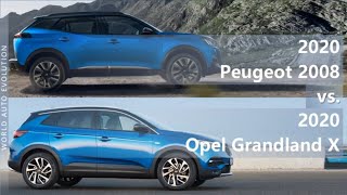 2020 Peugeot 2008 vs 2020 Opel Grandland X technical comparison [upl. by Oicanata456]