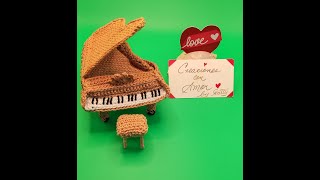 Piano con su banquito tejidos a crochet video 1Crochet Piano [upl. by Anniahs]