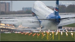 EXTREME LANDING silkway Boeing 747 terrifying HARD Landing at Amsterdam airport schiphol HD [upl. by Sairtemed]