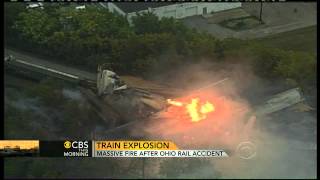 Train explosion forces milewide evacuation in Ohio [upl. by Uda556]