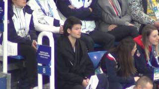 Sochi 2014 Stéphane Lambiel during VolosozharTrankov FS 00676 [upl. by Aihsemaj]