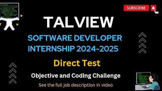 Talview Software Developer Internship Assessment Questions  Software Jobs  Direct Test itjobs [upl. by Reifinnej792]