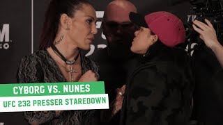 Cris Cyborg vs Amanda Nunes Staredown  UFC 232 Press Conference [upl. by Marcile]