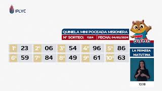 Sorteos 4541 Quiniela Primera Matutina y 1564 Mini Quiniela Poceada 04 de Mayo del 2024 [upl. by Leira]