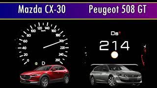 Mazda CX30 SkyactivX 180 vs Peugeot 508 GT Line top speed Acceleration [upl. by Service]