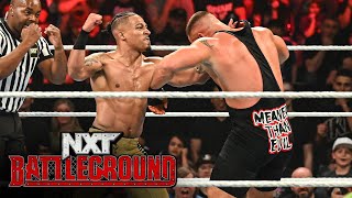 Carmelo Hayes vs Bron Breakker – NXT Championship Match NXT Battleground 2023 highlights [upl. by Arahahs]